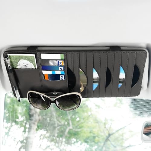 Sun Visor CD Case Holder for Car - Multi-Function Visor Organizer with Black