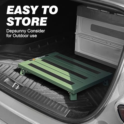 Adjustable RV Step Stool, 3-Step Height Adjustment, Foldable Legs, Army Green