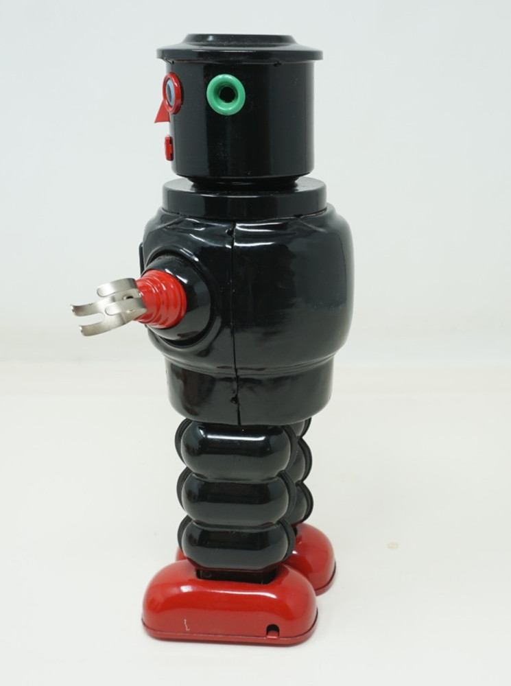 8.5'' Black Wind Up Mechanical Roby Tin ROBOT Working