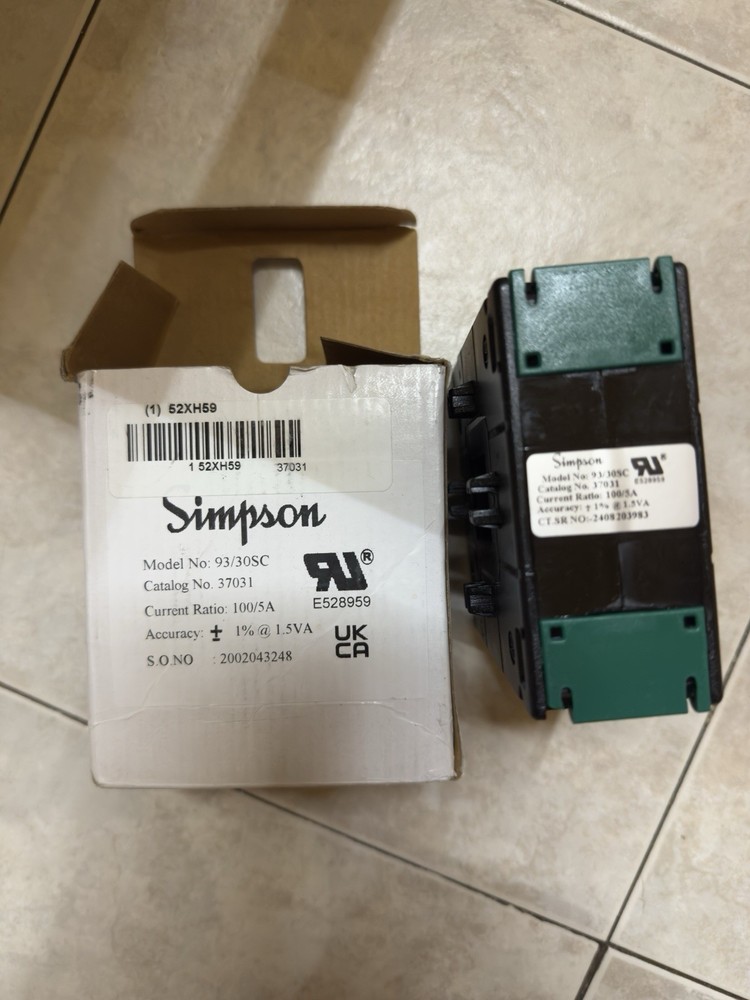 SIMPSON ELECTRIC Split Core Current Transformer: 100 A Primary Current - Max