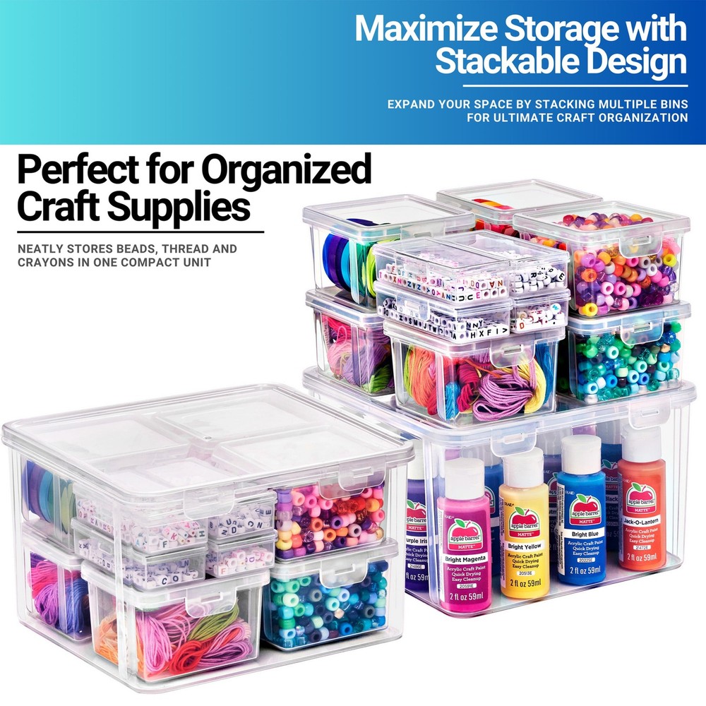 12-Piece Sewing & Craft Material Storage Container Set W/ Lids Storage Sewing