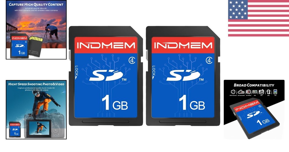 Durable 2-Pack 1GB SD Cards - Waterproof, Shockproof & Fast for All Devices