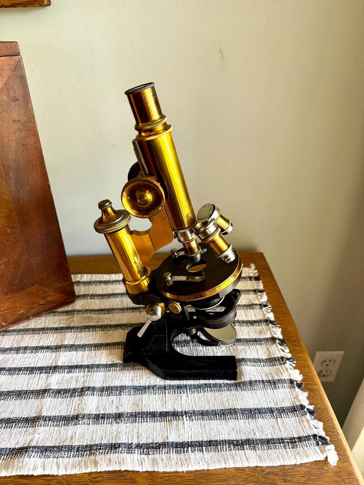 Antique E. Leitz Wetzlar Brass Microscope| Antique Brass Microscope in Org. Box