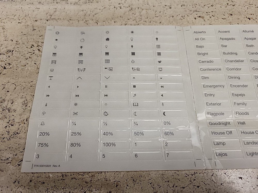 Lutron Engraving Label Sheet Brand New