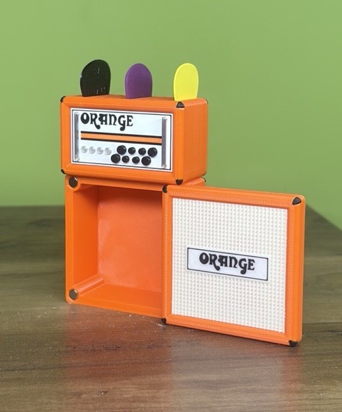 Mini Orange Half-stack Pick Holder | Holds 12 Picks | Hidden Storage