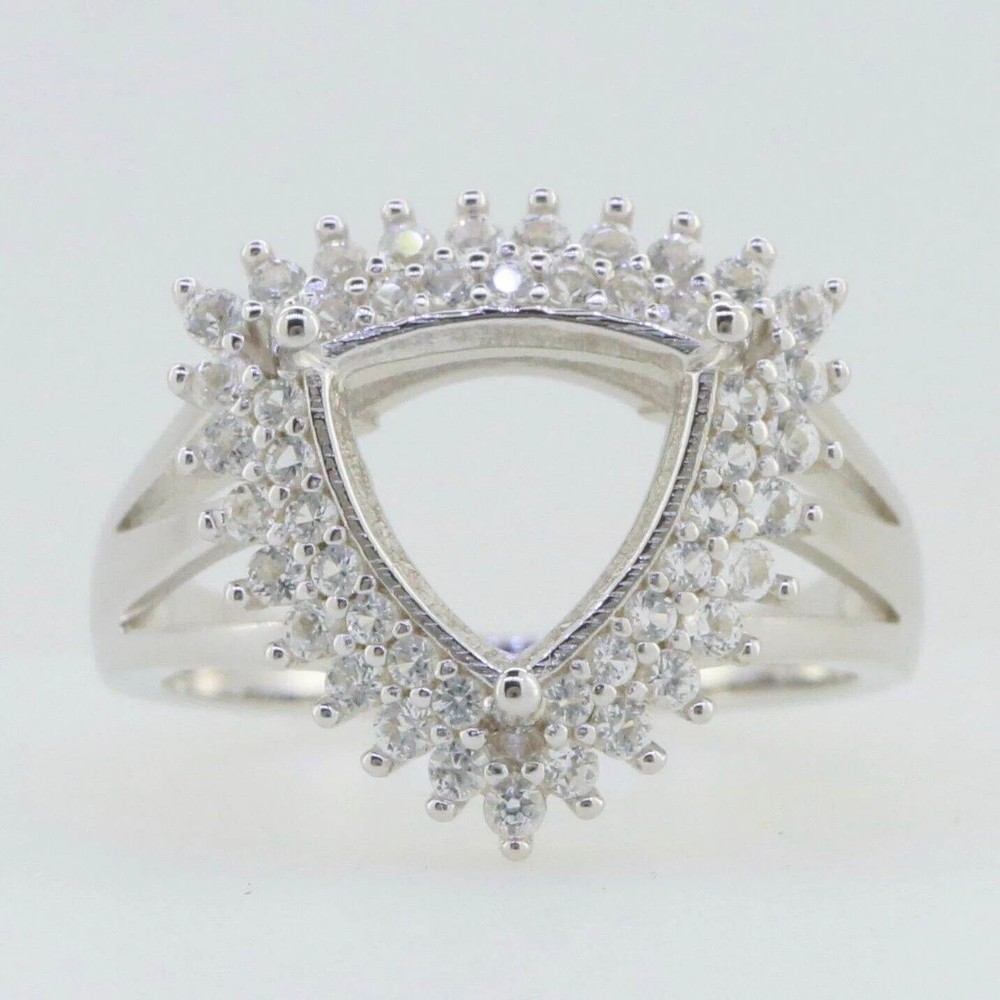 Engagement Semi Mount Ring Setting Trillion 8mm Ring 925 Sterling Silver Ring