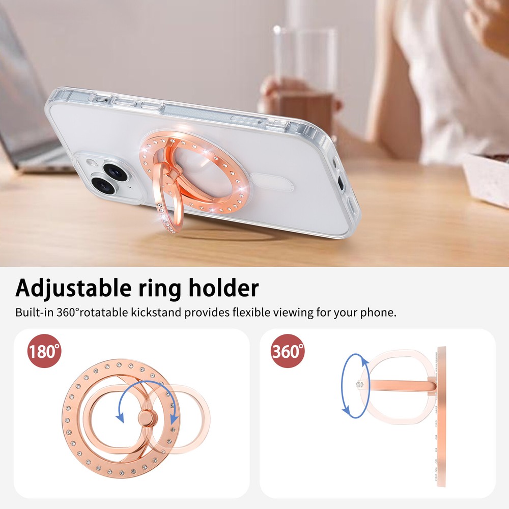 Magnetic Rotatable Stand Grip Ring Holder for iPhone, Compatible with MagSafe