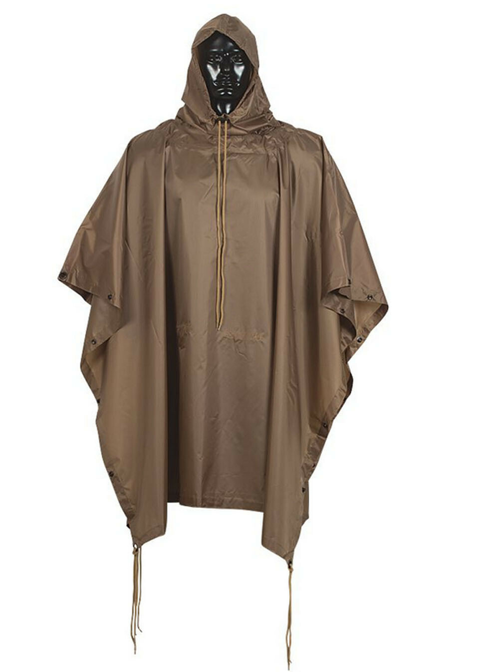 Military USMC G.I Style All Weather Poncho Rain Coat Ripstop Nylon - Coyote