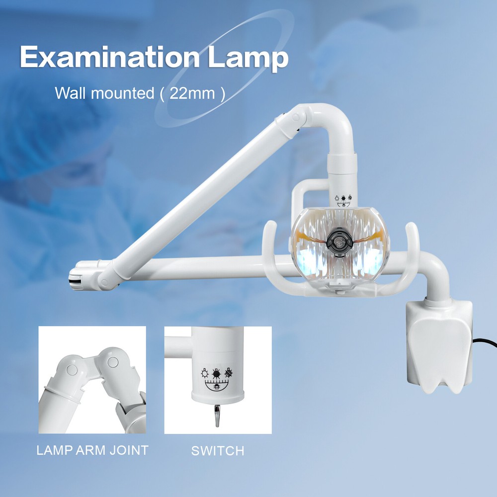 Dental 22mm Surgical 50W Halogen Examination Shadowless Light Lamp Wall-Mounted