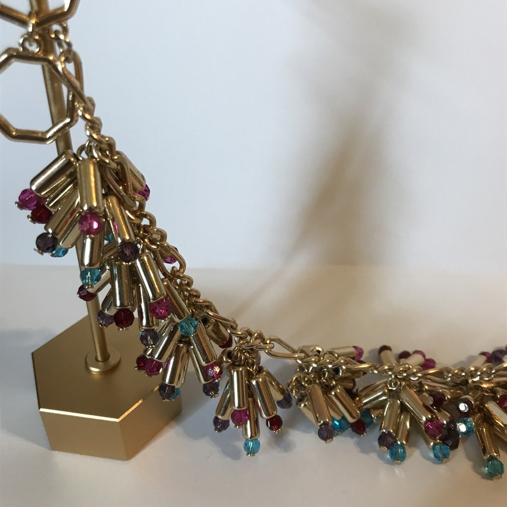 Multi Colored Beaded Clusters Dangle Bracelet Signed OPC