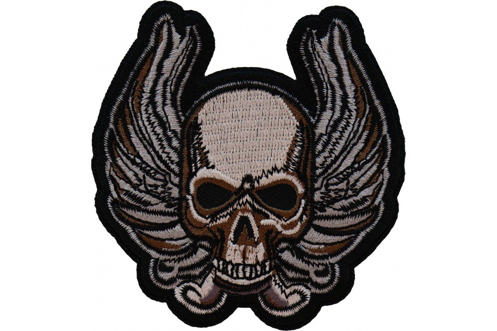 SKULL AND WINGS EMBROIDERED IRON ON PATCH