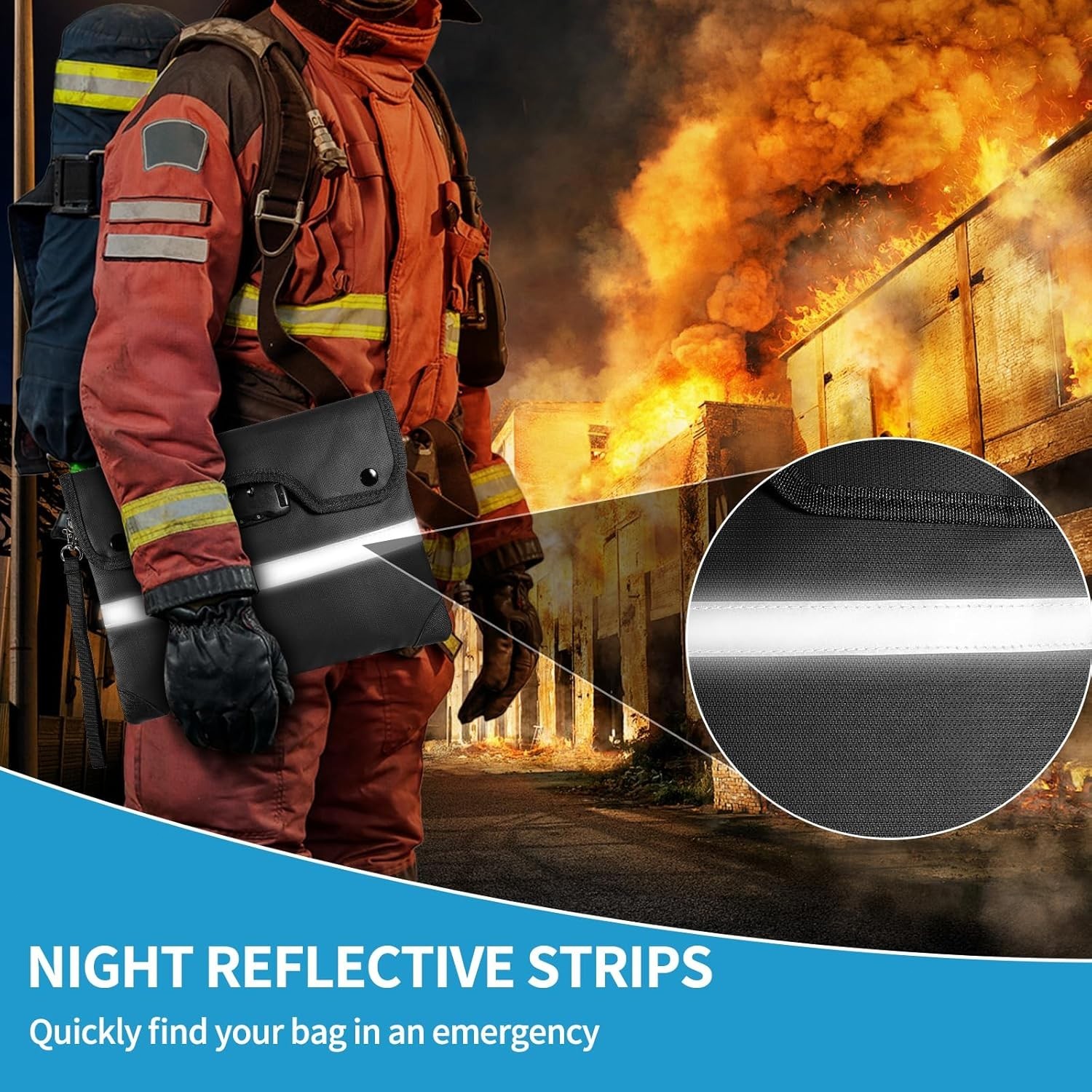 Fireproof Document Bag 38x31cm 6200°F Heat/Waterproof Safe Storage Bag with Lock