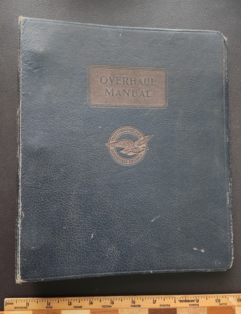 1940's Pratt&Whittney Double Wasp Overhaul Manual 3 Ring Binder. Empty.