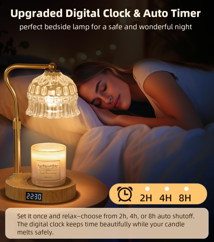 Candle Warmer Lamp with Timer | Adjustable Height & Dimmable | Base Control with