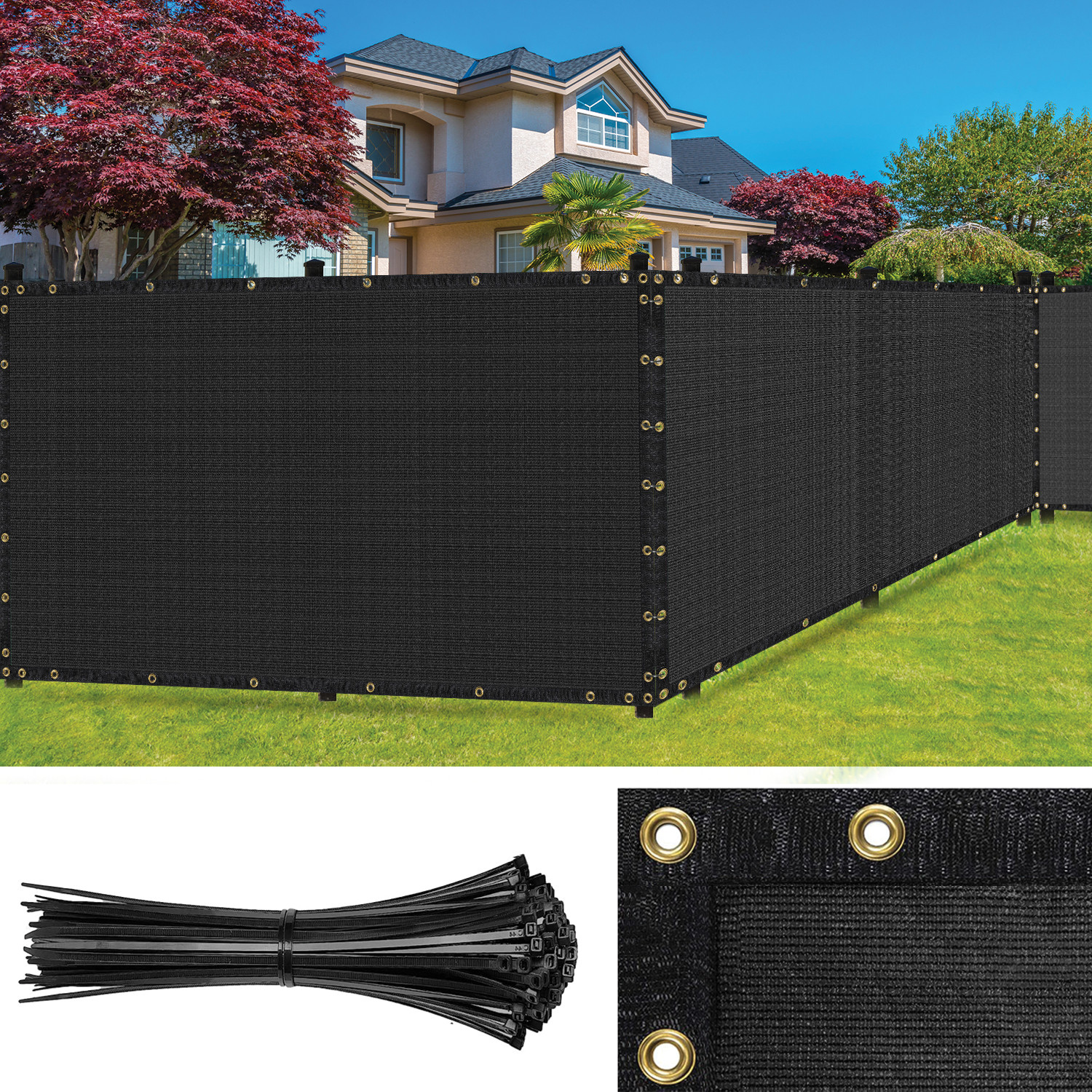 SEALTECH Fence Privacy Screen Mesh Cover Garden Yard 90% + Blockage,  Zip Ties