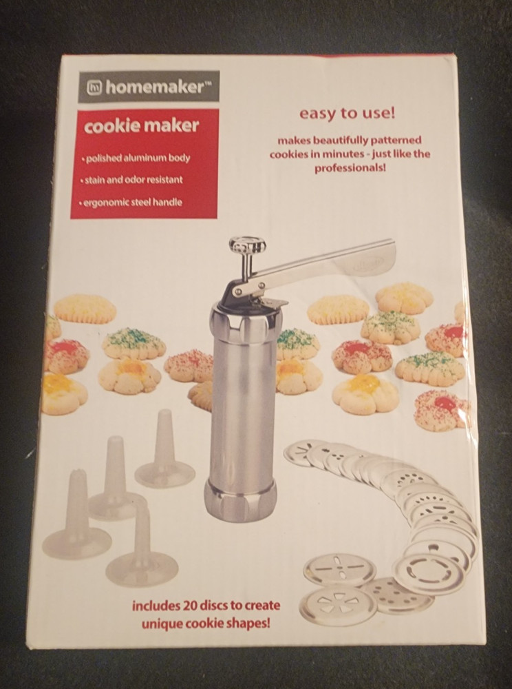 Great Home Maker Cookie + Icing Press Set 20 Disk + 4 Tips New In Box W/Papers