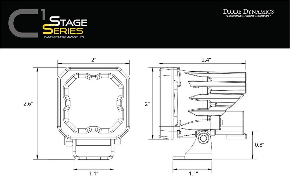 Diode Dynamics Pod light featuring modern TIR optics for the highest intensity o