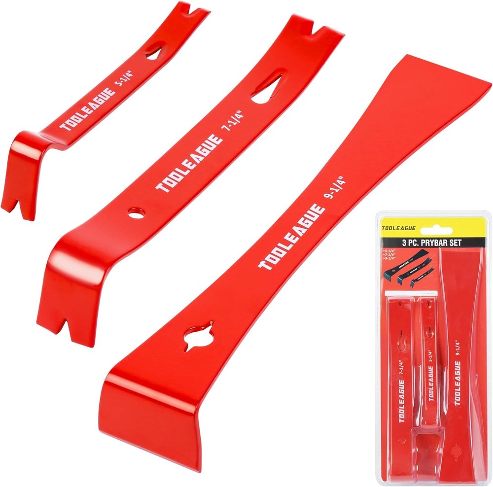 TOOLEAGUE 3Pcs Mini Flat Pry Bar Bar, Red