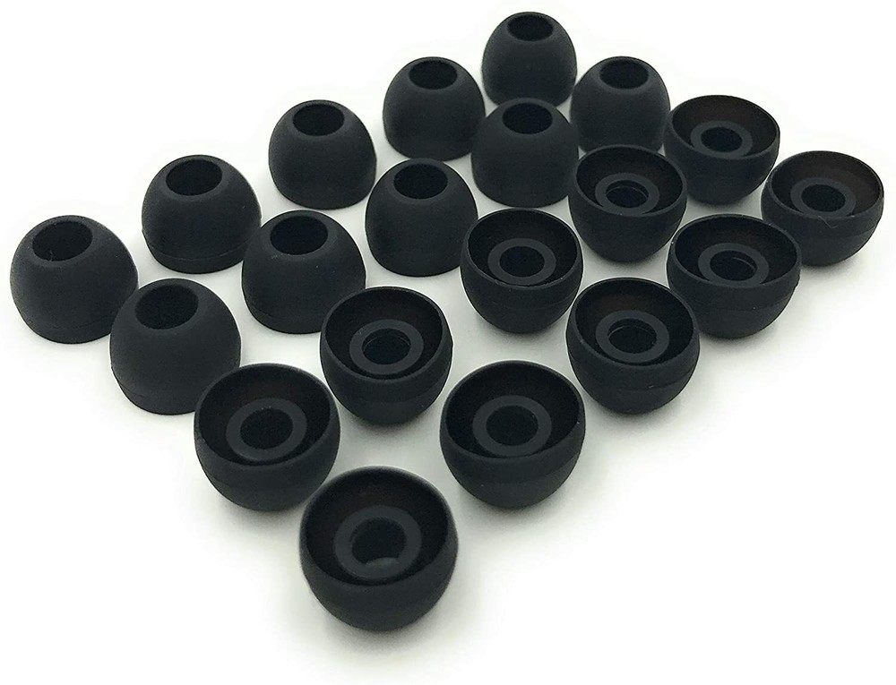 10PC Silicone Replacement Earbud Earbuds Premium Ear Tips - Black