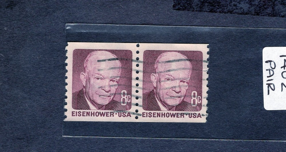 1970 Stamp #1402 Pair Dwight D. Eisenhower Used