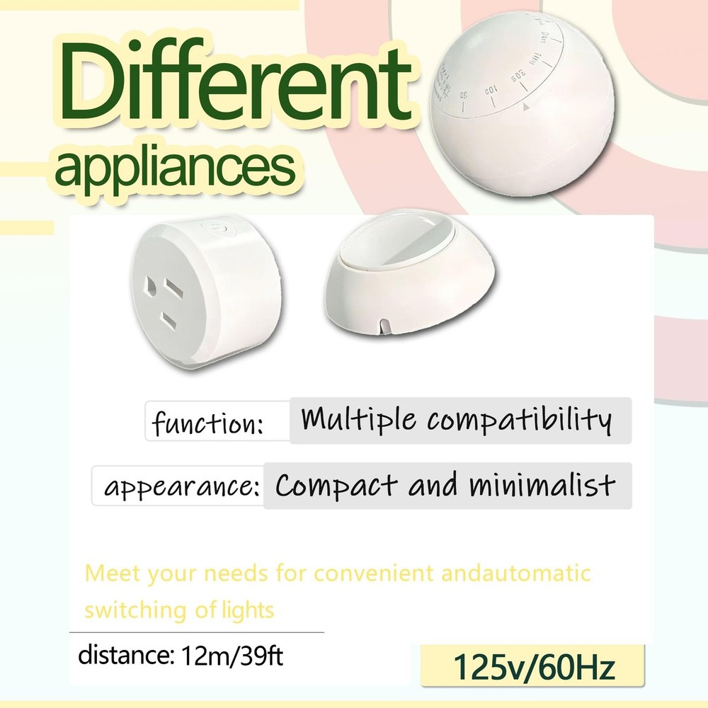 Wireless PIR Motion Sensor Switch with Outlet Adjustable Sensing/Delay Dual W...