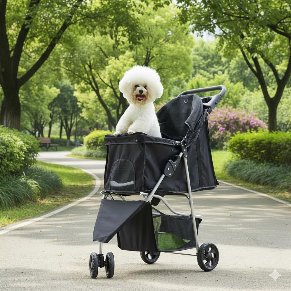 Compact Foldable Pet Stroller for Small to Medium Dogs & Cats