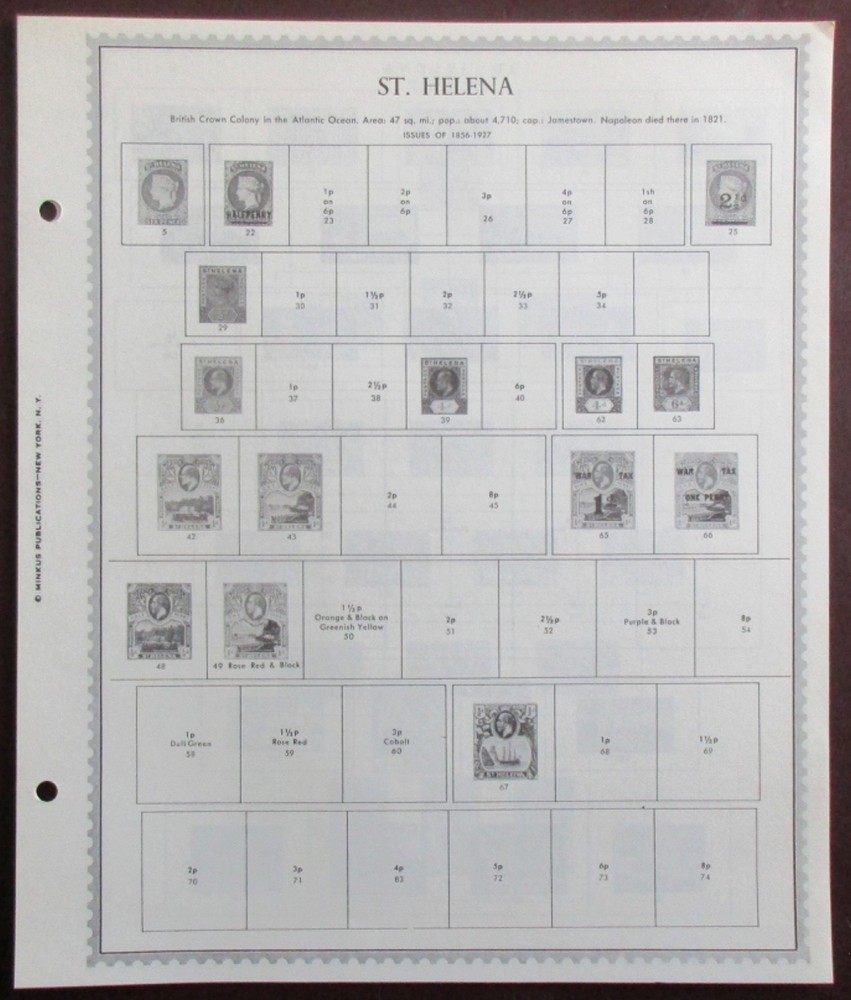St. Helena: Clean Set of Unused Minkus Supreme Global Pages to 1968