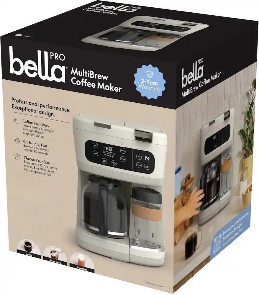 Bella PRO - MultiBrew 12-Cup Drip & Single-Serve Coffee Maker - Oatmilk