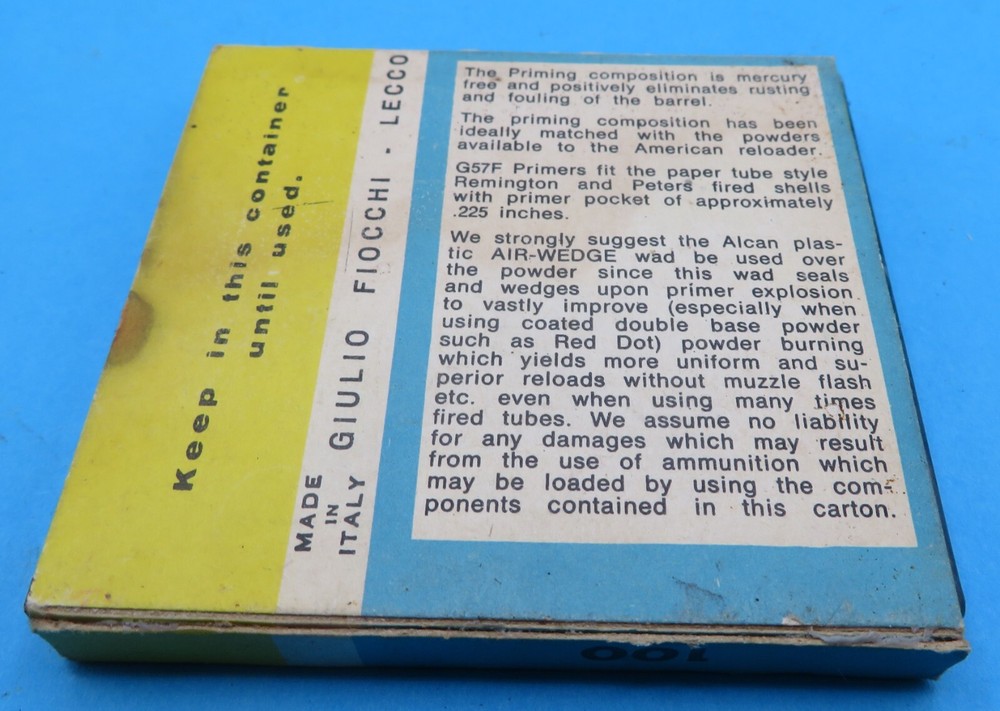 Antique Vintage ALCAN ShotShell Primers EMPTY primer Box Box only
