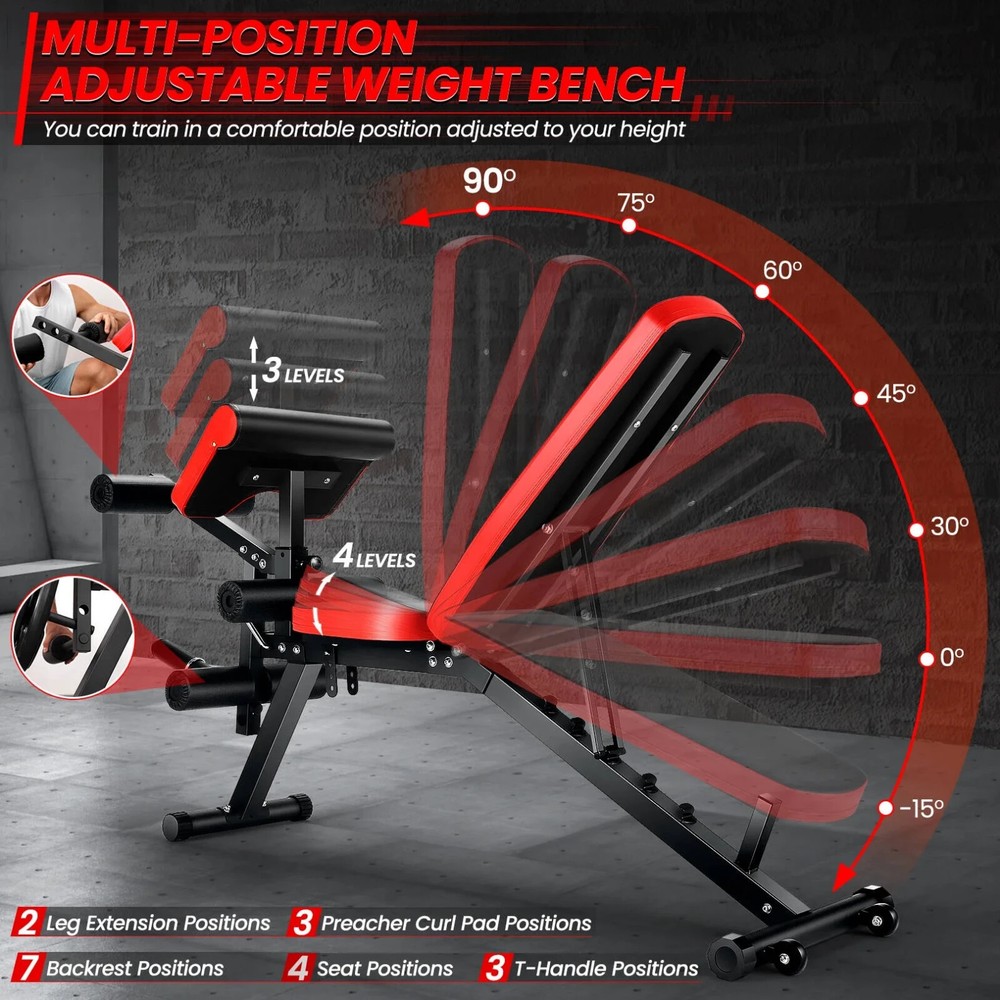 800LBS Adjustable Foldable Weight Bench Olympic Strength Training Workout Bench