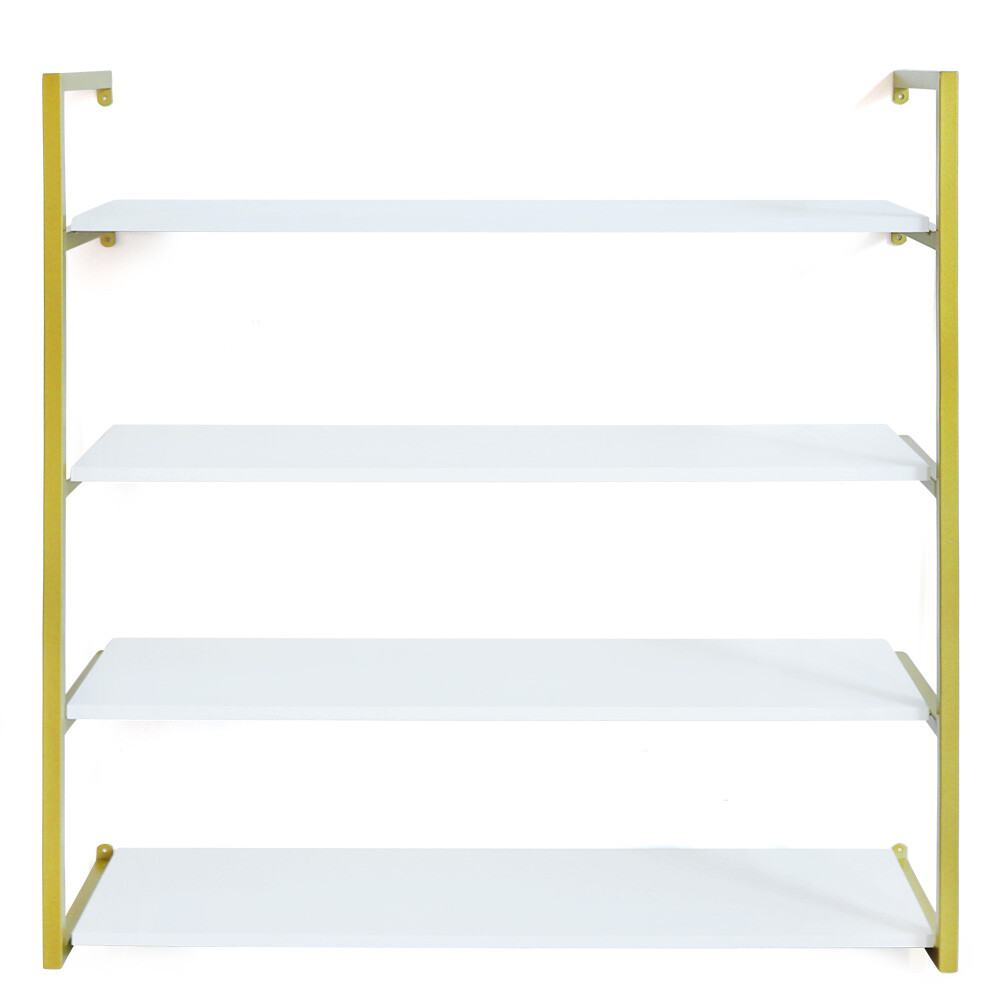 Wood Floating Shelf Bracket Wall-Mounted Storage Display Rack Unit Gold