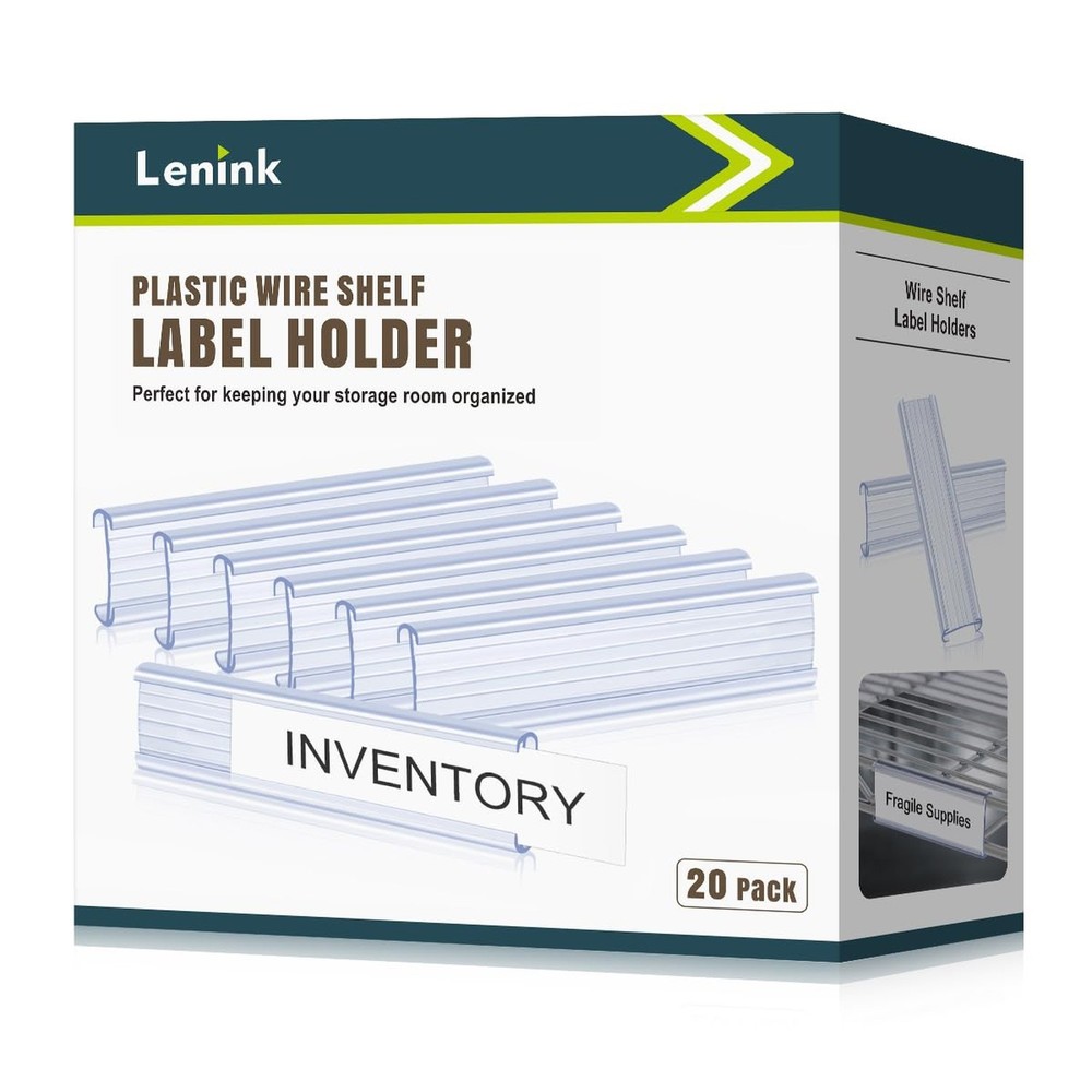 Lenink 20Pcs Wire Shelf Label Holders,Plastic Wire Rack Label Holder Compatib...