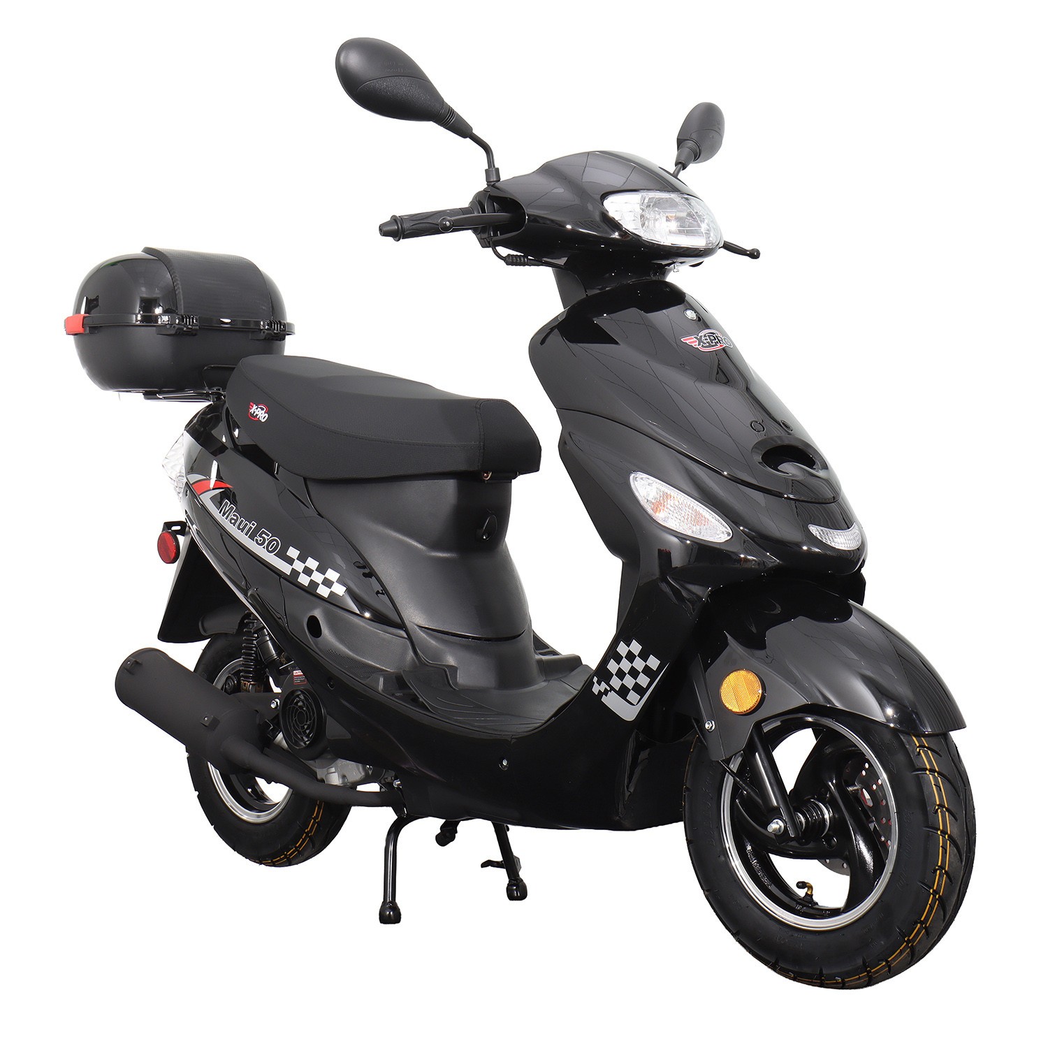 X-PRO Maui 50cc Moped Scooter with 10" Aluminum Wheels Rear Trunk Electric Start