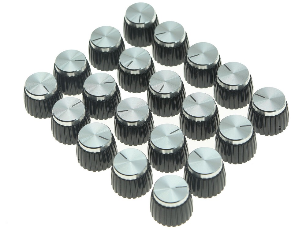 KAISH 20x Guitar AMP Amplifier Knobs Black/Silver Cap Push on Knobs for Marshall