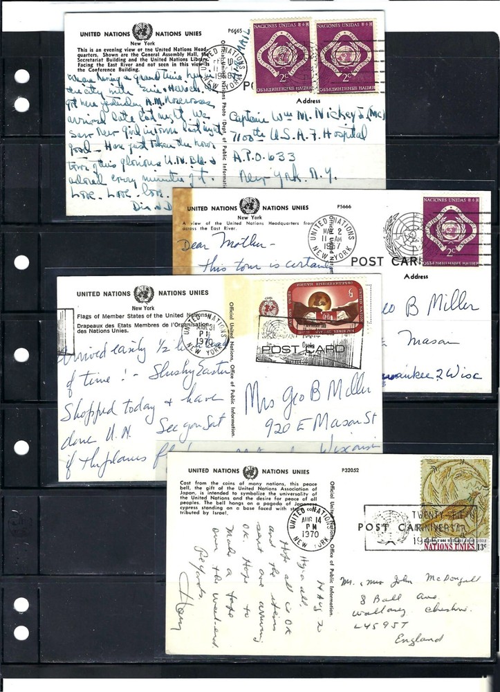 United Nations Postcards (4) - Postally Used (850)