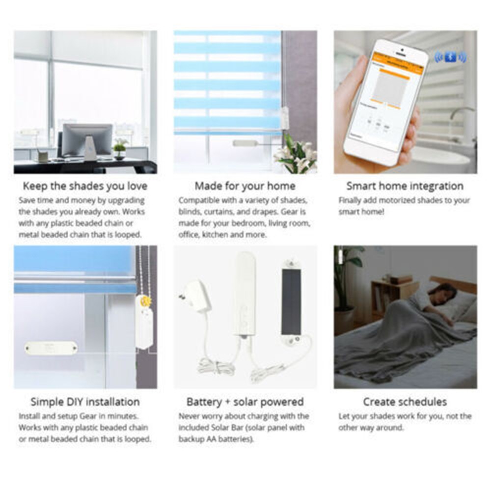 Smart Curtain Motor Roller Blinds Shutter Drive DIY With Solar Panel