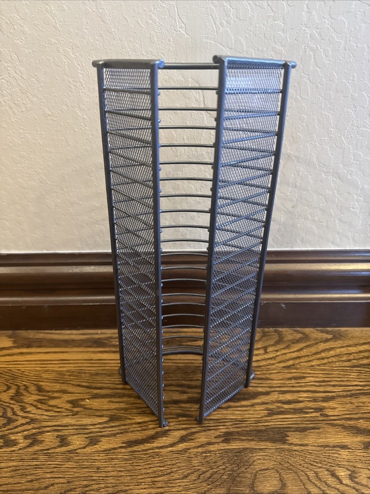 20 CD Rack Tower Storage Silver Wire 12”
