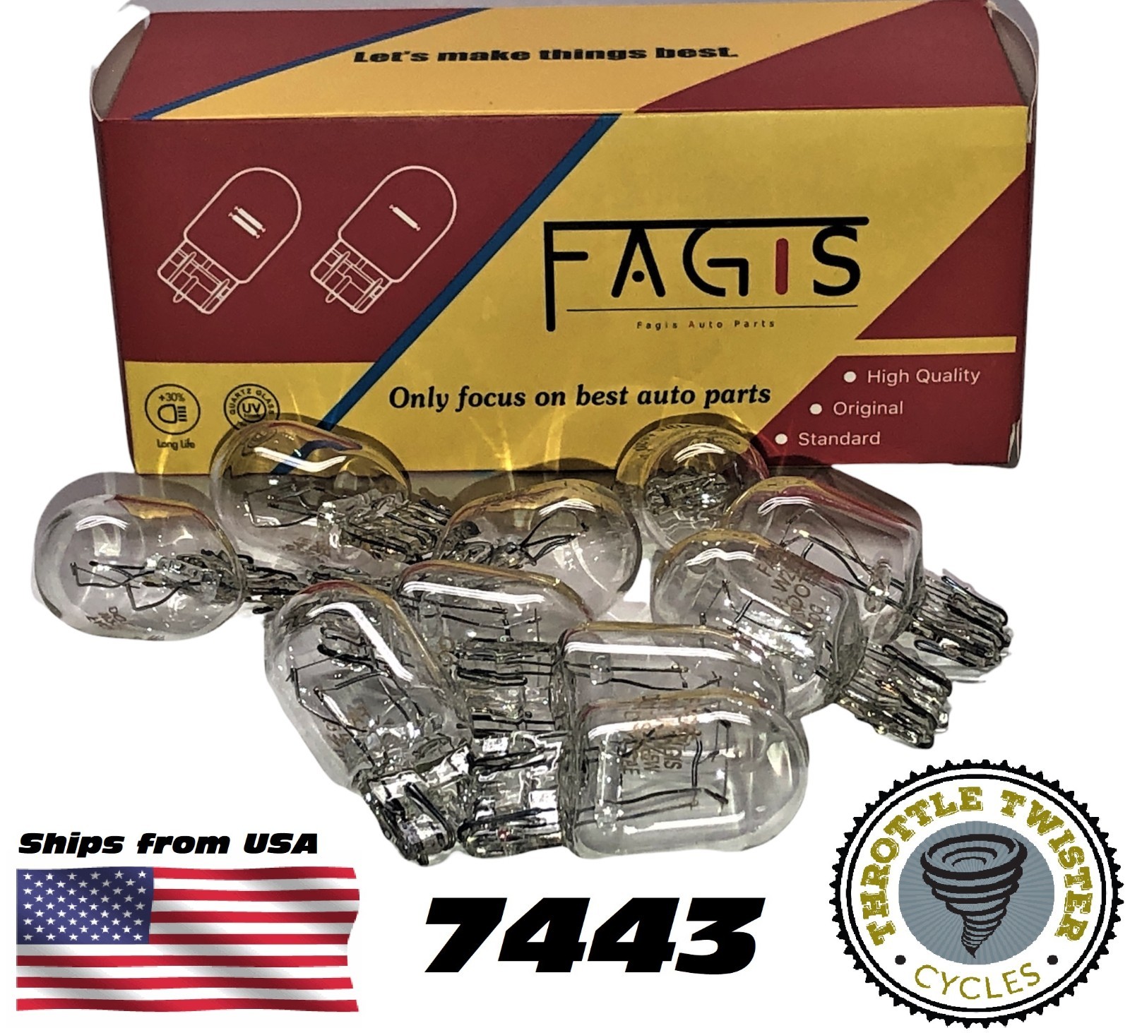 10 Pack 7443 T20 Clear Tail Light Brake Lamp Bulbs - USA Based Seller