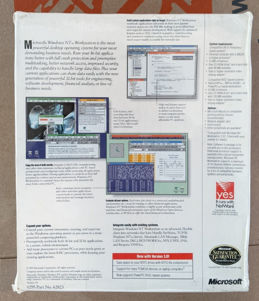 Microsoft Windows NT Workstation 3.51 Operating System CD NEW/SEALED