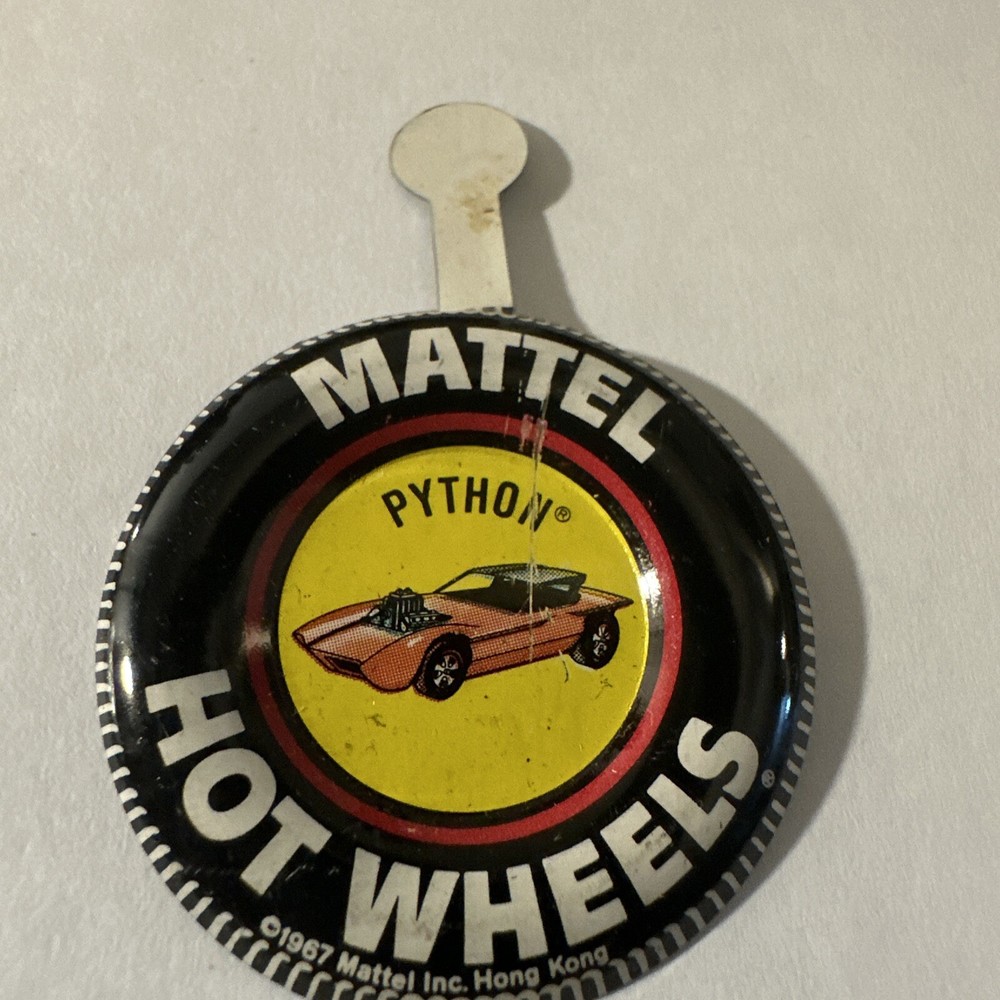 Vintage Mattel Lapel Tab Custom Python Car Hot Wheels 1967 Red Lines