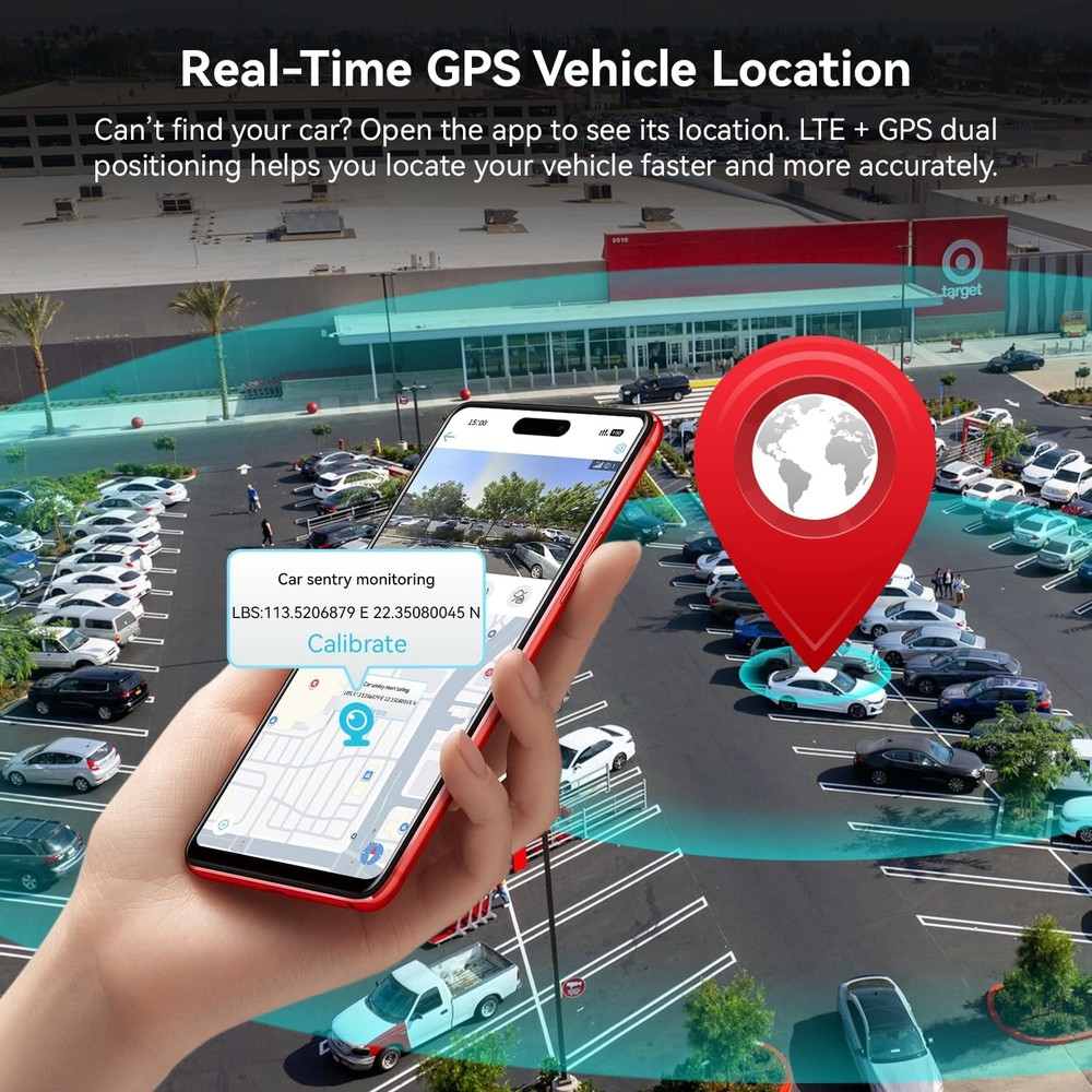 IIWEY 4G LTE Dash Cam Live-Streaming 2K Car Security Camera Front Inside GPS OBD