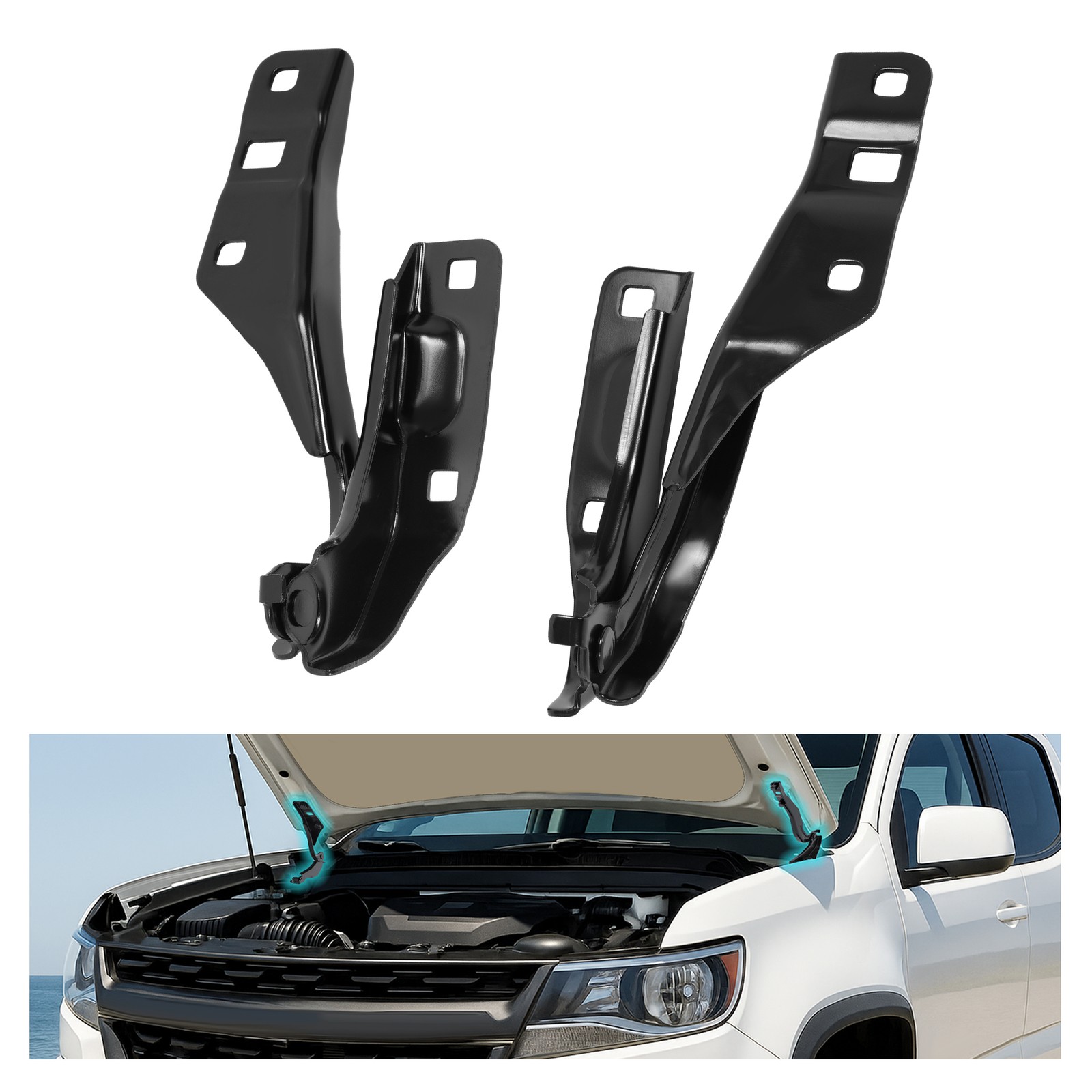 Hood Hinges Pair Driver & Passenger Side For 2015-2022 Chevy Colorado GMC Canyon