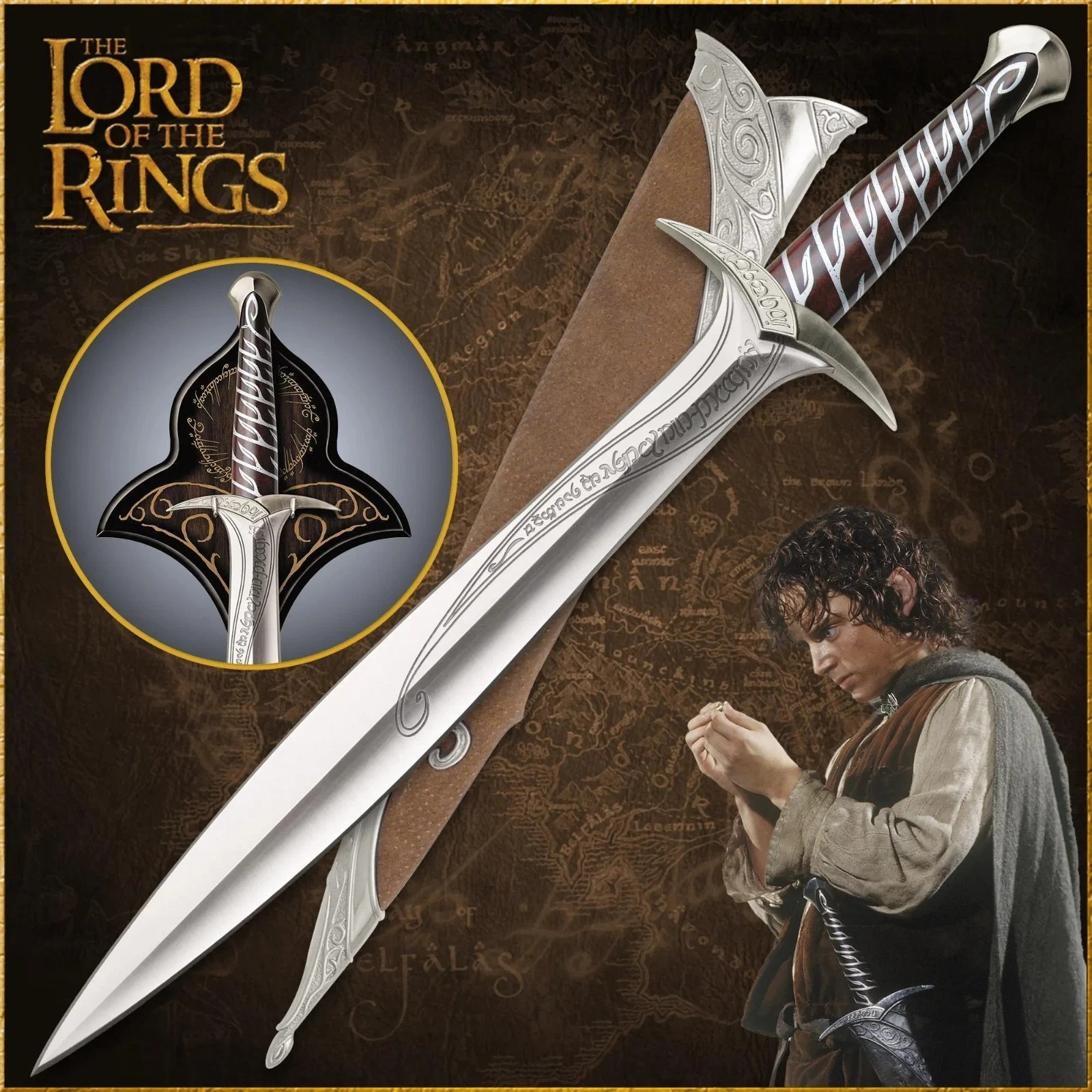 The Hobbit Lord of the Rings Frodo Baggins 22" Sting Sword, With Scabbard Sword