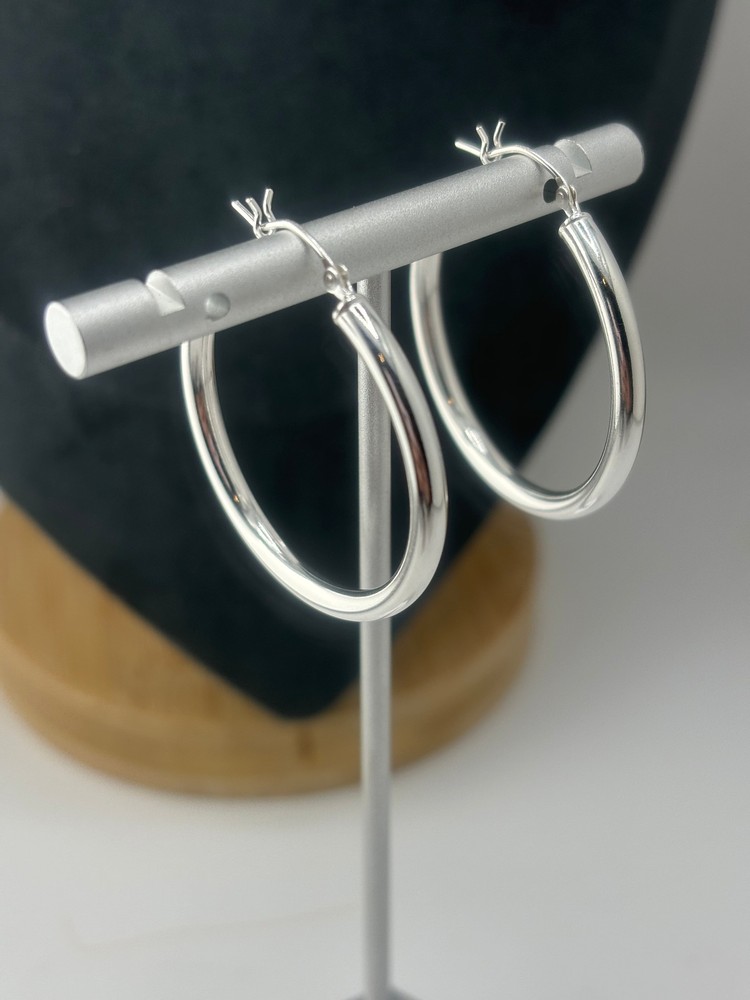 35mm Sterling Silver Hoop Earrings