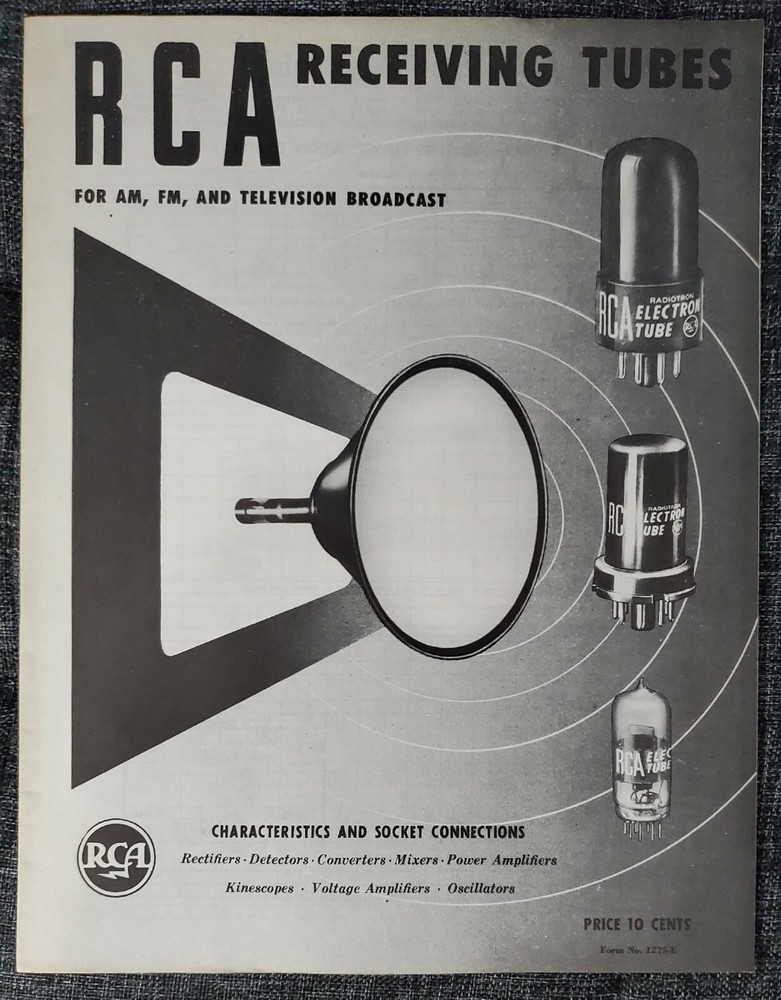 Vtg RCA Receiving Tubes Catalog Characteristic & Socket Chart Connections 1950