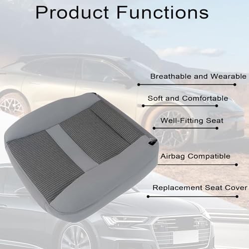 Gray Driver Side Bottom Replacement Cloth Seat Cover Compatible with Dodge