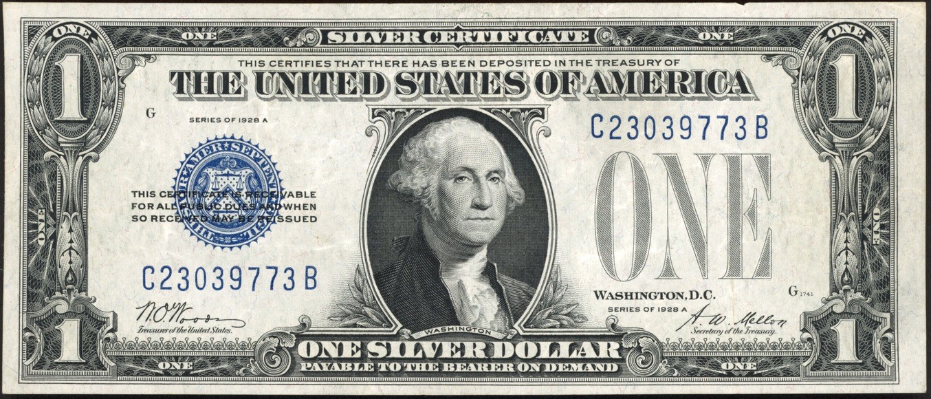 1928 A $1 One Dollar FUNNYBACK Silver Certificate Note Fr#1601