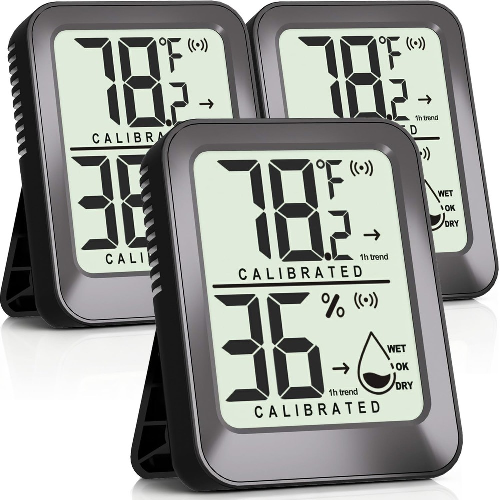 AyayaBoss 3 Pack Room Thermometer Indoor Hygrometer for Home, Digital Sensor ...
