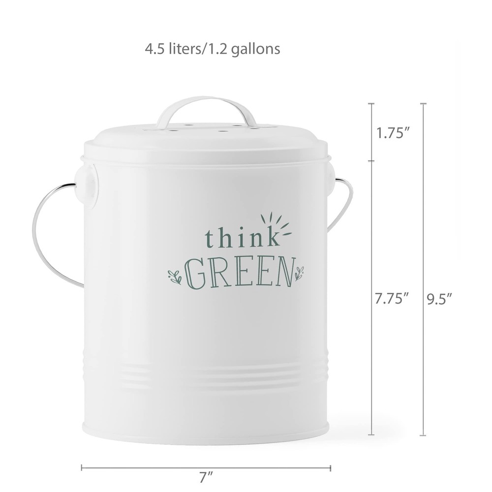 Compost Bin for Kitchen Counter - 1.2 Gallon Countertop Composter with Extra ...
