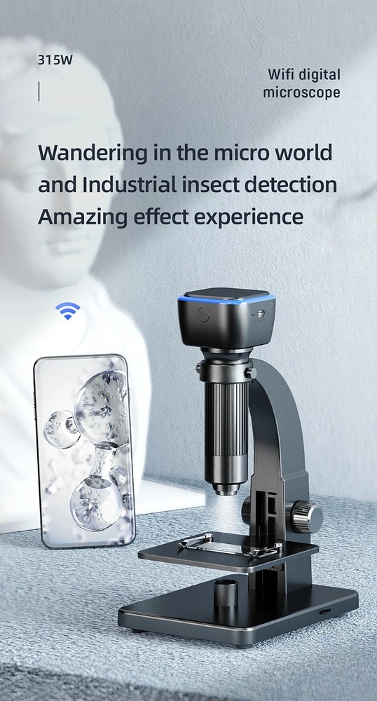2000X Dual Lens WiFi Digital Microscope 10 LED Support Android IOS USB Computer